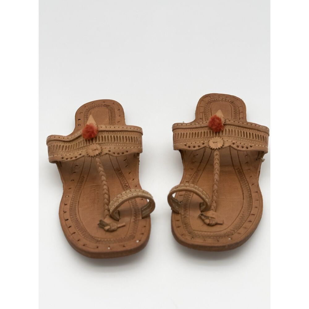 Handmade Leather Kolhapuri Sandals Women Ethnic Indian Flat Boho Slipper Sz 9